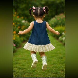 Little Girls 100% Cotton Denim Dress